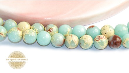 30 Perles 6mm lisses en jaspe aqua terra synthétique