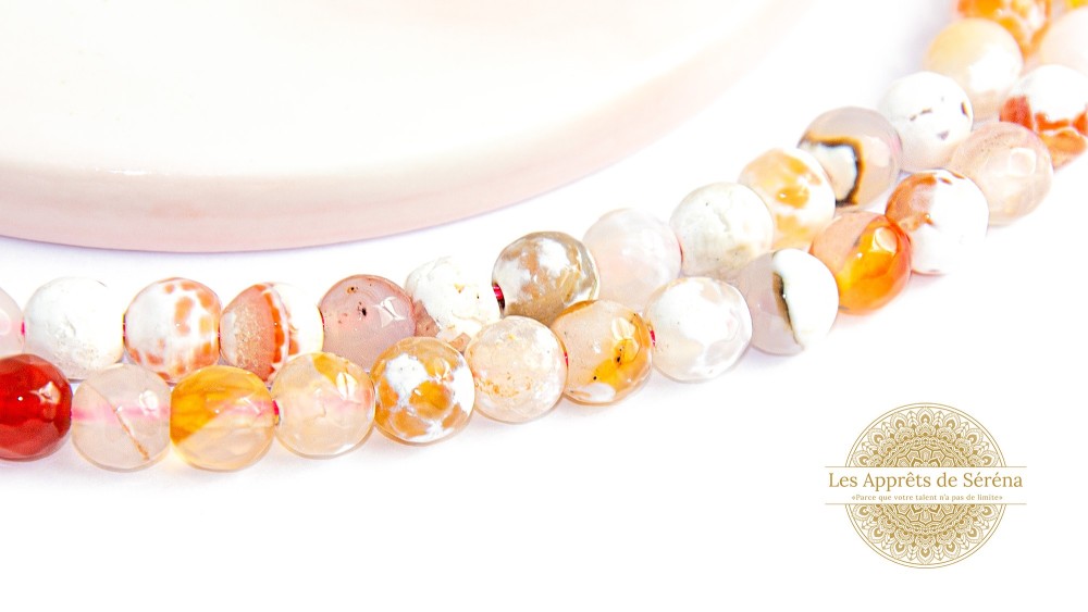 copy of 30 Perles 6mm à facettes en agate bleu à rayures grade A
