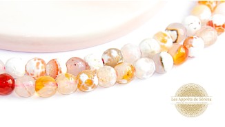 30 Perles 6mm à facettes en agate de feu naturelle teintée orange