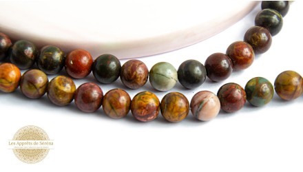30 Perles 6mm à facettes en jaspe Picasso
