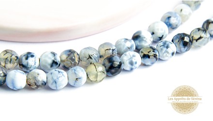 copy of 30 Perles 6mm à facettes en agate bleu à rayures grade A