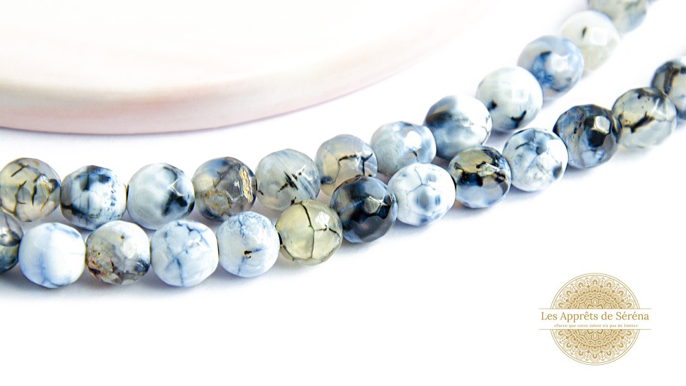 30 Perles 6mm en agate de feu naturelle teintée noire