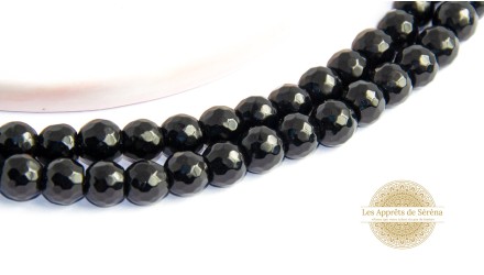 30 Perles à facettes 6mm en obsidienne naturelle