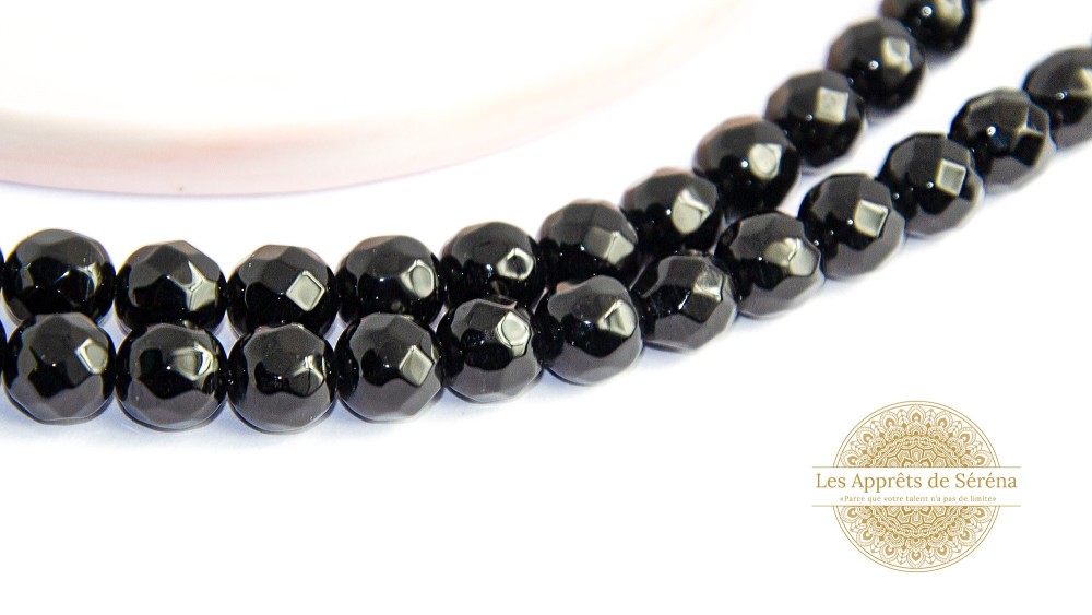 30 Perles à facettes 6mm en jade naturelle teintée noire