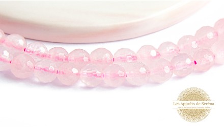 30 Perles à facettes 6mm en quartz rose naturel