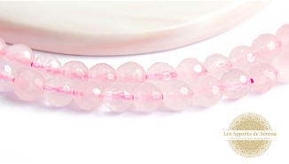 30 Perles à facettes 6mm en quartz rose naturel