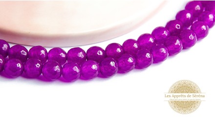 30 Perles à facettes 6mm en jade blanc teinté violet