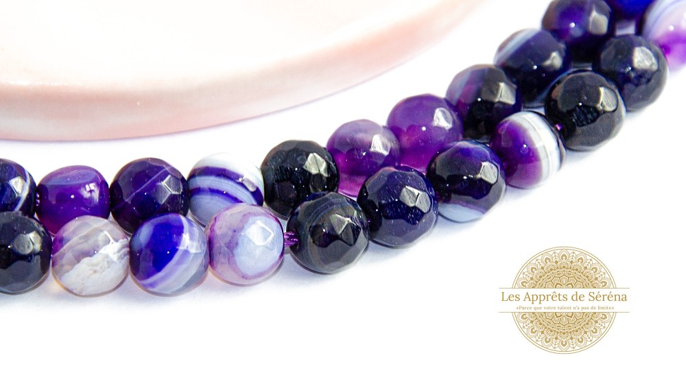 copy of 30 Perles 6mm à facettes en agate bleu à rayures grade A