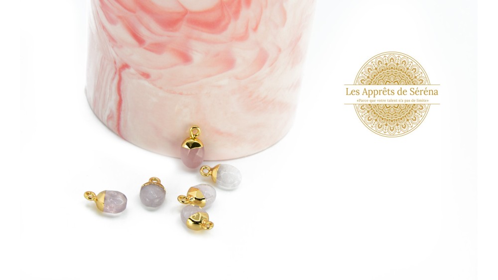 Pendentif à facettes quartz rose naturel