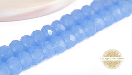 50 Perles abaques à facettes 8x6mm bleu opale