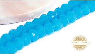 50 Perles abaques à facettes 8x6mm bleu lagon opale