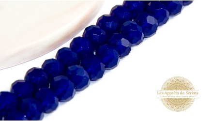 50 Perles abaques à facettes 8x6mm bleu marine