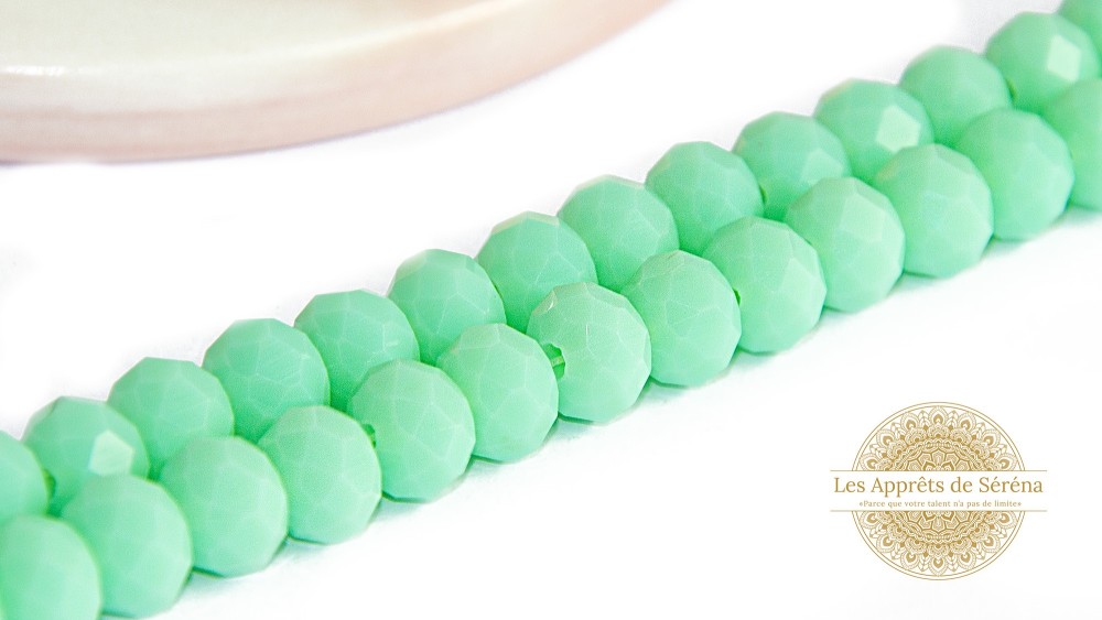 50 Perles abaques à facettes 8x6mm vert pacifique
