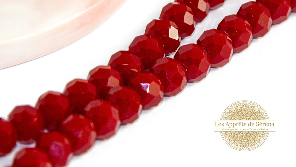 50 Perles abaques à facettes 8x6mm bordeaux