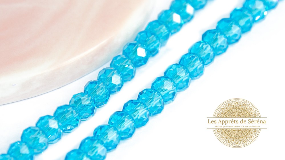 50 Perles abaques à facettes 6x5mm turquoise AB