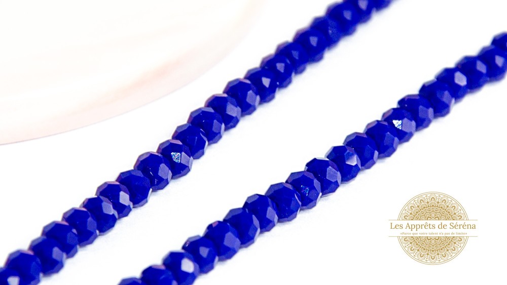 50 Perles abaques à facettes 6x5mm bleu marine