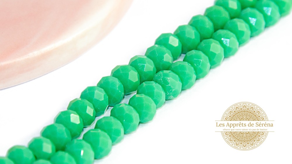 50 Perles abaques à facettes 6x5mm vert aigue marine