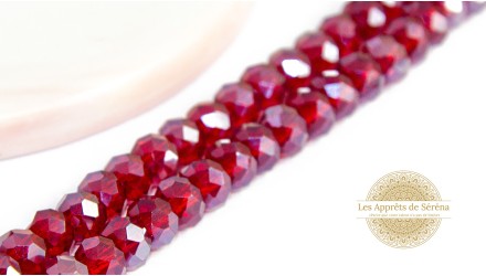 50 Perles abaques à facettes 6x5mm rouge AB
