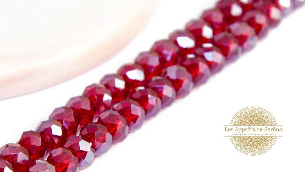 50 Perles abaques à facettes 6x5mm rouge AB