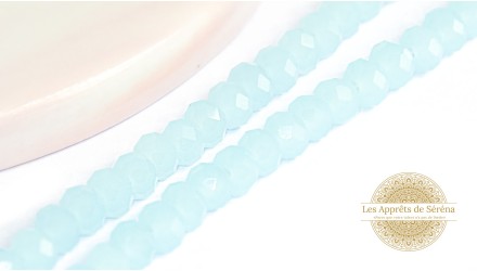 Perles abaques verre à facettes 4x3mm aigue marine