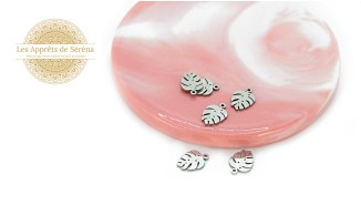 4 Pendentifs feuille de Monsterosa deliciosa acier 304