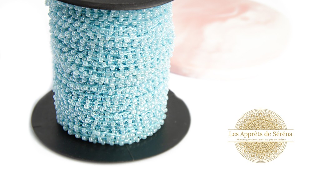 copy of Fil coton perlé de rocailles turquoises 2mm