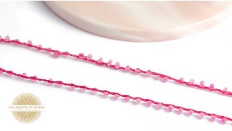 Fil coton perlé de rocailles fuchsia 2mm