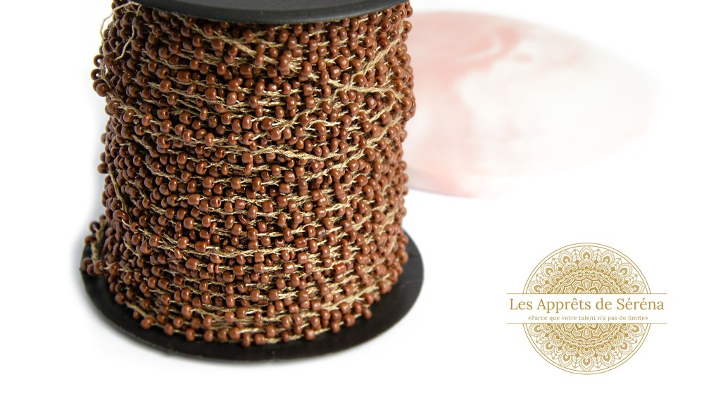 Fil coton perlé de rocailles café