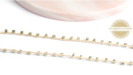 Fil coton perlé de rocailles or irisé 2mm