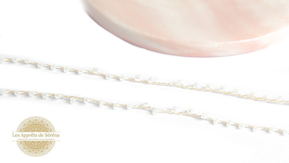 Fil coton perlé de rocailles rose irisé 2mm