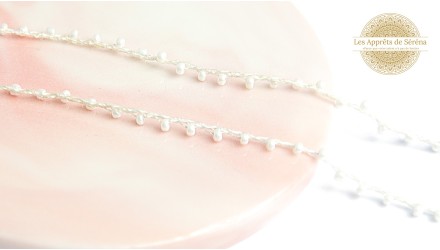 Fil coton perlé de rocailles blanc nacré  2mm