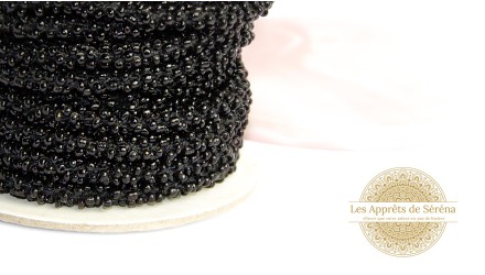 Fil cordon perlé de rocailles noir