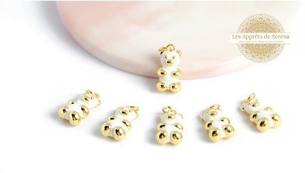 Pendentif émaillé ours en laiton 18K 17mm