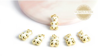 Pendentif émaillé ours en laiton 18K 17mm