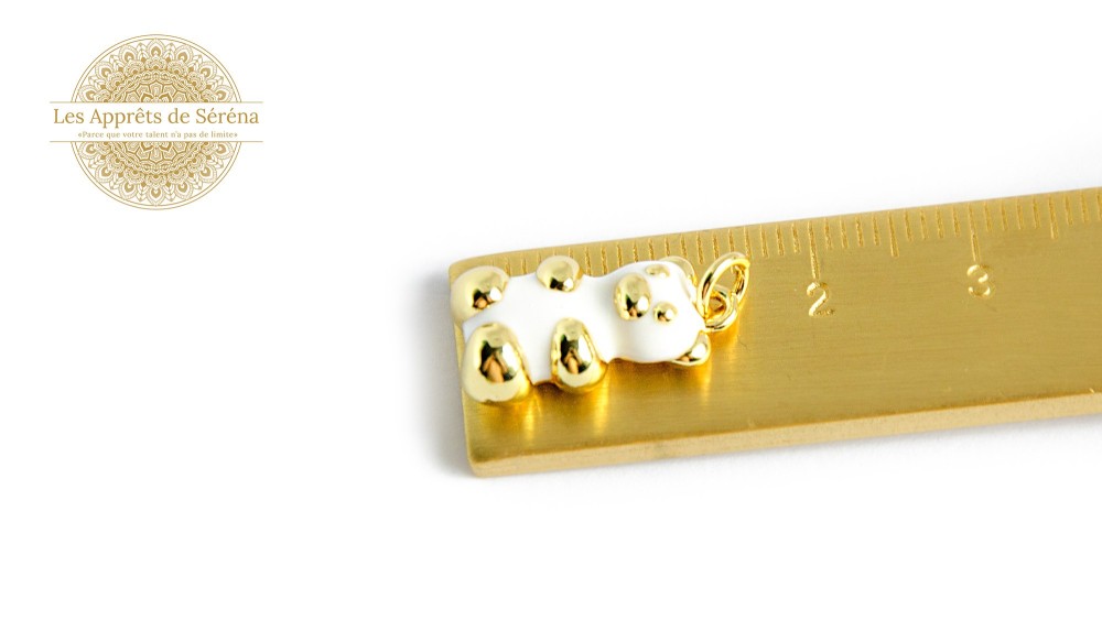 Pendentif émaillé ours en laiton 18K 17mm