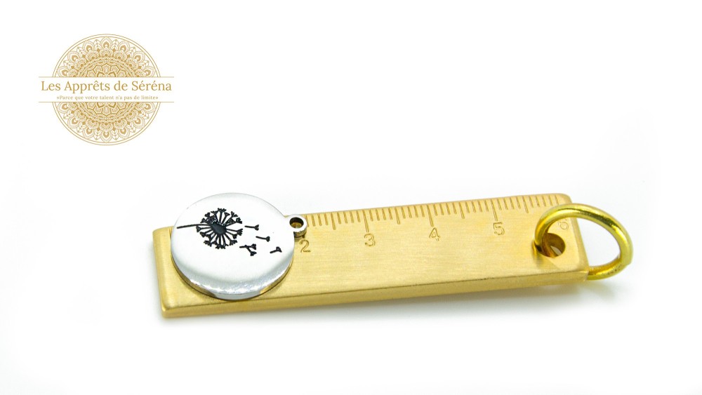 Pendentif fleur de pissenlit  acier inoxydable platine