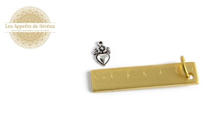 Pendentif cœur baroque en zamak argent