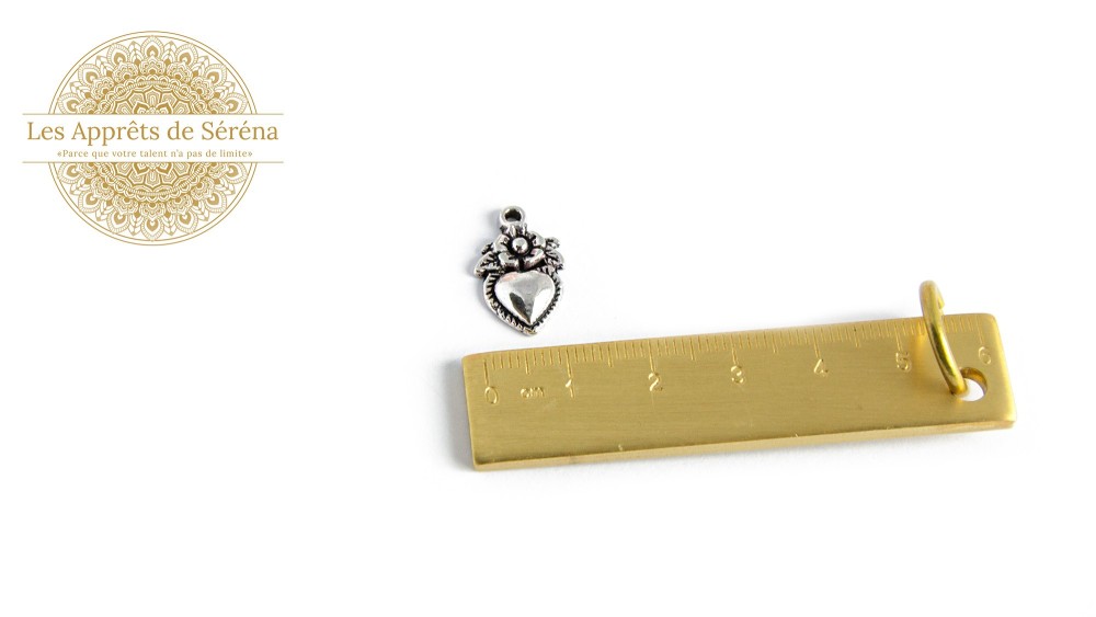 Pendentif cœur baroque en zamak argent