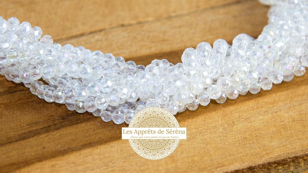 Perles abaques à facettes 3x2mm transparent AB