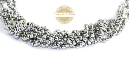 Perles abaques à facettes 3x2mm gris métallisé