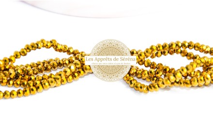 Perles abaques à facettes 3x2mm or métallisé