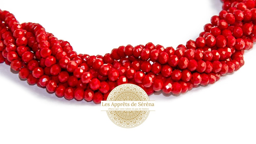 Perles abaques à facettes 3x2mm bordeaux