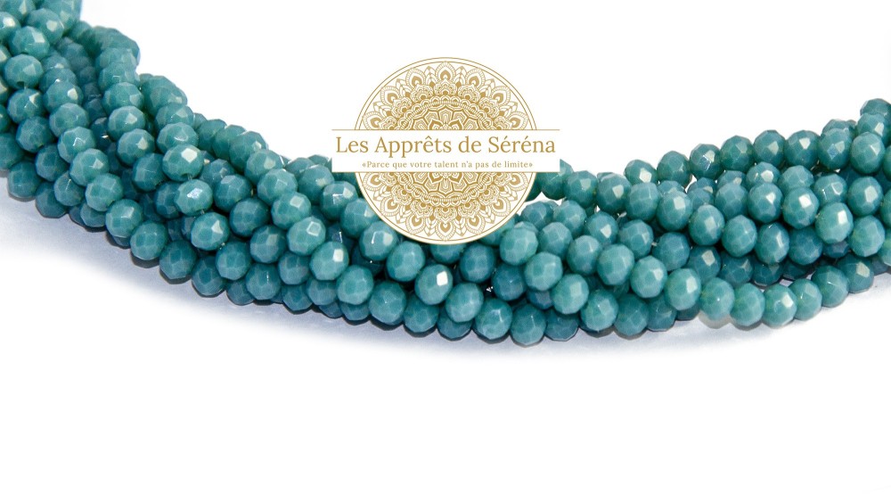 Perles abaques à facettes 3x2mm vert cyprès