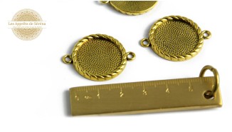 Connecteurs supports cabochons 20mm coloris doré,apprêts bijoux