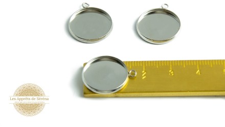 supports cabochon 16mm argent  médaillon pour collier. Apprêts bijoux