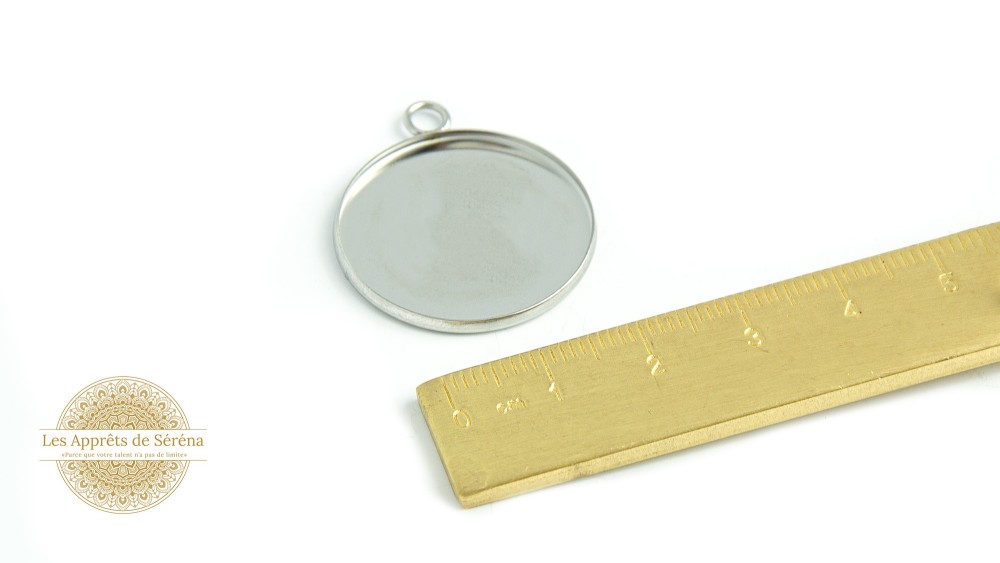 cabochon 25mm argent médaillon pour collier. Apprêts bijoux