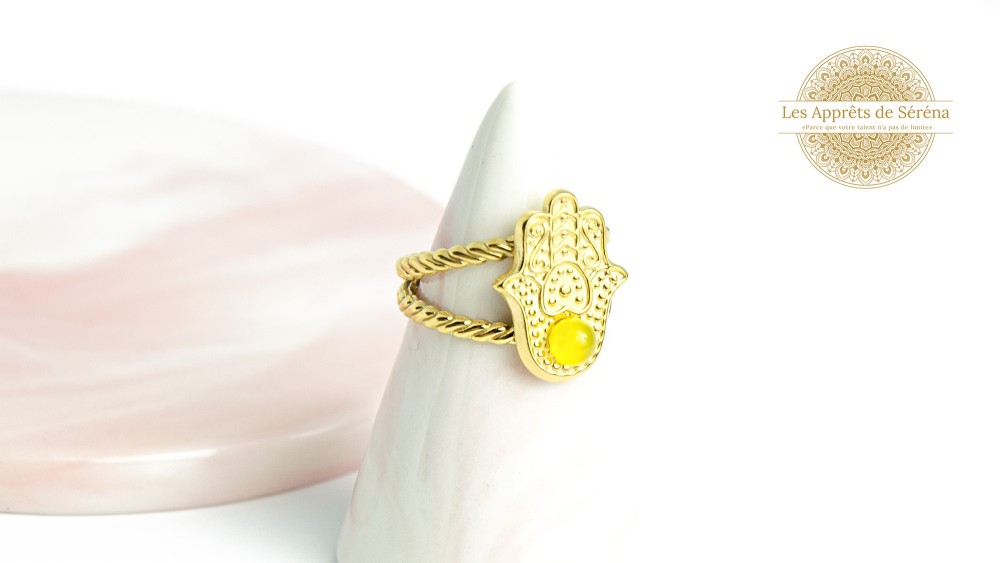 Bague support cabochon 3mm main plaquée 18K