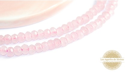 50 Perles abaques à facettes 4x2mm en jade naturelle teintée rose