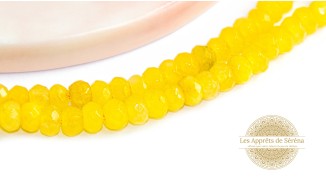 50 Perles abaques à facettes 4x2mm en jade naturelle teintée jaune