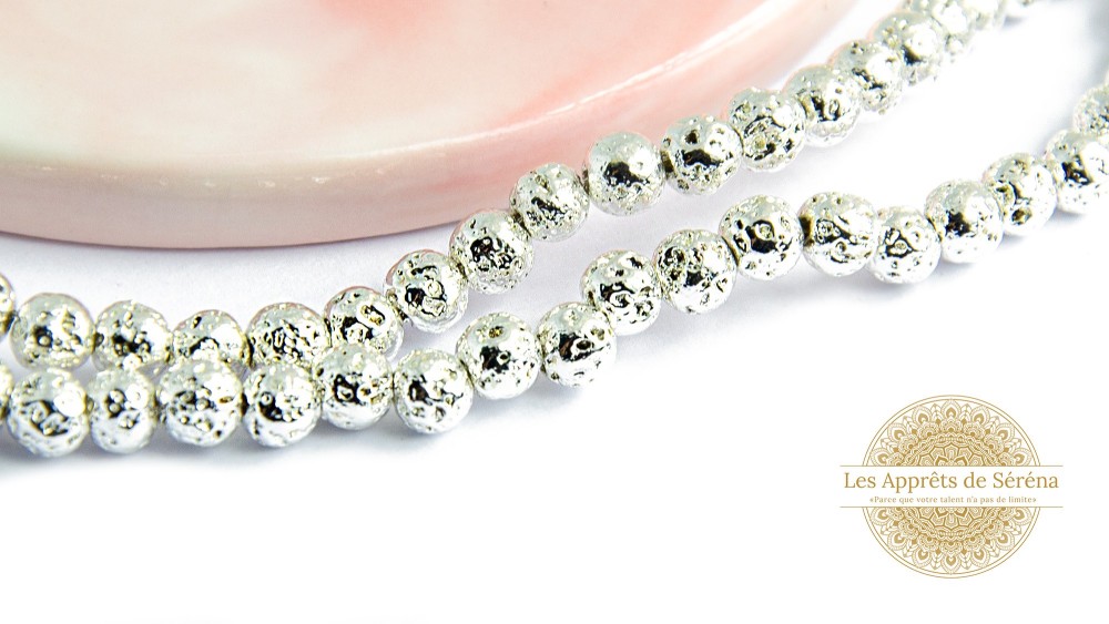 Perles rondes 4mm en pierre de lave naturelle